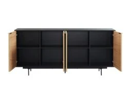 Buffet - 4 Portes - MDF Et Métal - Coloris : Naturel Clair Et Noir - LOBNA -Deco.fr Soldes Boutique buffet 4004837