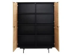 Buffet Haut Avec 4 Portes En MDF Et Métal - Coloris : Naturel Clair Et Noir - LOBNA -Deco.fr Soldes Boutique buffet 4005103