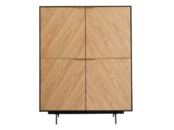 Buffet Haut Avec 4 Portes En MDF Et Métal - Coloris : Naturel Clair Et Noir - LOBNA -Deco.fr Soldes Boutique buffet 4005105