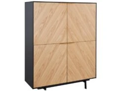 Buffet Haut Avec 4 Portes En MDF Et Métal - Coloris : Naturel Clair Et Noir - LOBNA -Deco.fr Soldes Boutique buffet 4005109