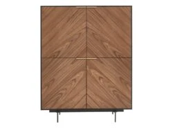 Buffet Haut Avec 4 Portes En MDF Et Métal - Coloris : Naturel Foncé Et Noir - LOBNA -Deco.fr Soldes Boutique buffet 4005153