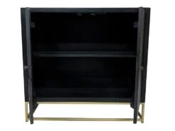 Buffet Art Déco PRISMIN - 2 Portes - Bois De Manguier Et Métal - Noir Et Doré -Deco.fr Soldes Boutique buffet 406489