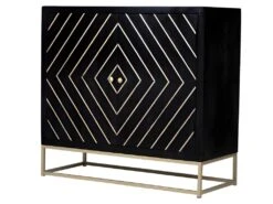 Buffet Art Déco PRISMIN - 2 Portes - Bois De Manguier Et Métal - Noir Et Doré -Deco.fr Soldes Boutique buffet 406495