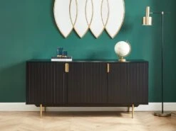 Buffet - 3 Portes - MDF Et Métal - Coloris : Noir Et Doré - LIKANA -Deco.fr Soldes Boutique buffet 4157641