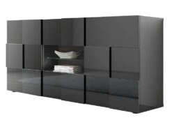 Buffet CALISTO - LEDs - 2 Portes & 2 Tiroirs - Anthracite Laqué -Deco.fr Soldes Boutique buffet 418307