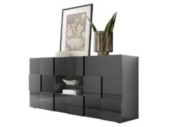 Buffet CALISTO - LEDs - 2 Portes & 2 Tiroirs - Anthracite Laqué -Deco.fr Soldes Boutique buffet 418309