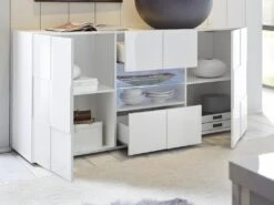 Ensemble Meuble TV + Buffet - Blanc Laqué - Séjour Lumineux CALISTO -Deco.fr Soldes Boutique buffet 432243