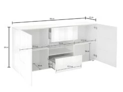 Ensemble Meuble TV + Buffet - Blanc Laqué - Séjour Lumineux CALISTO -Deco.fr Soldes Boutique buffet 432247