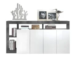 Buffet SEFRO - 4 Portes Et 4 Niches - Blanc Laqué Et Béton 16 Buffet SEFRO - 4 Portes Et 4 Niches - Blanc Laqué Et Béton -Deco.fr Soldes Boutique buffet 437191