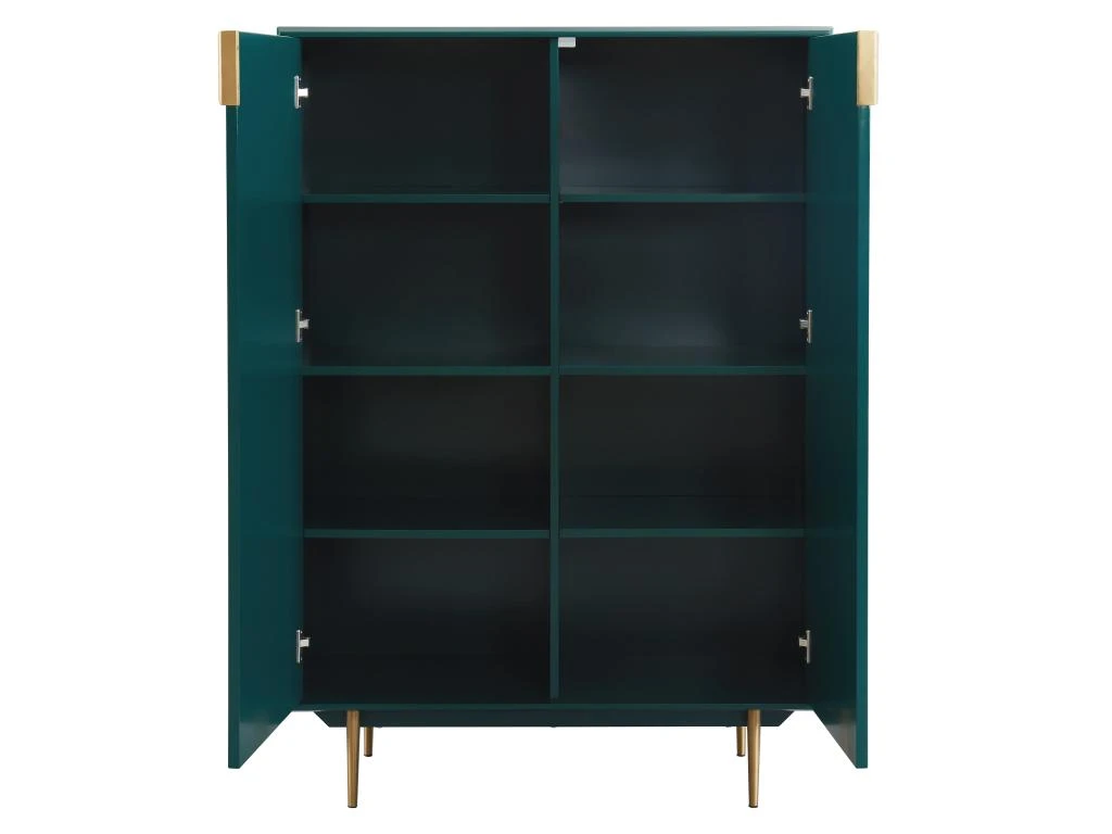 Buffet Haut - 2 Portes - MDF Et Métal - Coloris : Vert Et Doré - LIKANA 7 Buffet Haut - 2 Portes - MDF Et Métal - Coloris : Vert Et Doré - LIKANA – Image 7