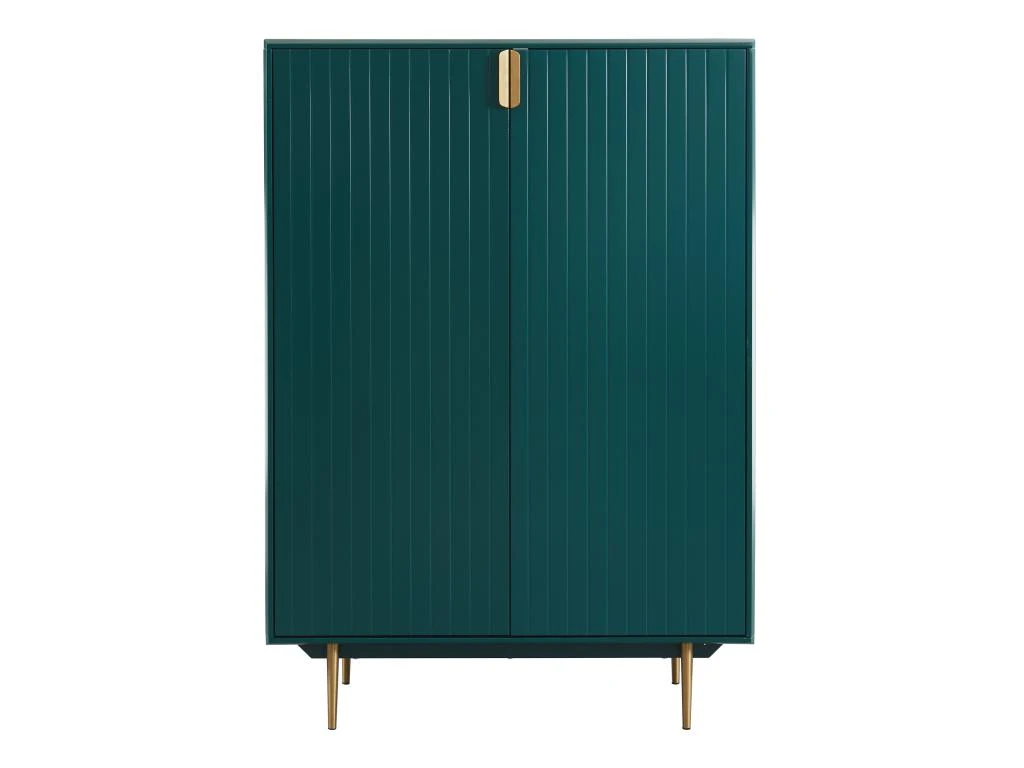 Buffet Haut - 2 Portes - MDF Et Métal - Coloris : Vert Et Doré - LIKANA 4 Buffet Haut - 2 Portes - MDF Et Métal - Coloris : Vert Et Doré - LIKANA – Image 4