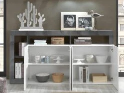 Buffet SEFRO - 4 Portes Et 4 Niches - Blanc Laqué Et Béton 13 Buffet SEFRO - 4 Portes Et 4 Niches - Blanc Laqué Et Béton -Deco.fr Soldes Boutique buffet 437205