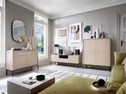 Buffet Haut - 4 Portes - Beige - BOGDAN 13 Buffet Haut - 4 Portes - Beige - BOGDAN -Deco.fr Soldes Boutique buffet 4444909