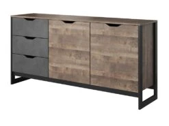 Buffet LAONILE - 2 Portes Et 3 Tiroirs - Noyer Et Anthracite -Deco.fr Soldes Boutique buffet 476027