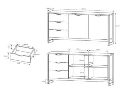 Buffet LAONILE - 2 Portes Et 3 Tiroirs - Noyer Et Anthracite -Deco.fr Soldes Boutique buffet 476035