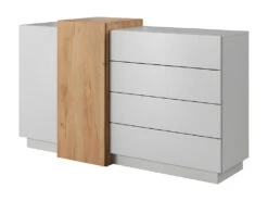 Buffet FRANCOLI - 4 Tiroirs Et 2 Portes - Blanc Et Chêne -Deco.fr Soldes Boutique buffet 477385