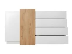 Buffet FRANCOLI - 4 Tiroirs Et 2 Portes - Blanc Et Chêne -Deco.fr Soldes Boutique buffet 477389