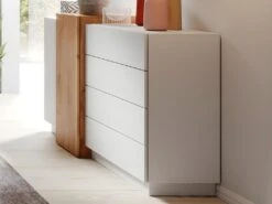 Buffet FRANCOLI - 4 Tiroirs Et 2 Portes - Blanc Et Chêne -Deco.fr Soldes Boutique buffet 477395