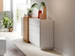 Buffet FRANCOLI - 4 Tiroirs Et 2 Portes - Blanc Et Chêne -Deco.fr Soldes Boutique buffet 477397