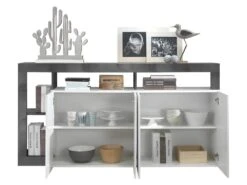 Ensemble Buffet Et Meuble TV - Blanc Laqué Et Béton - Séjour Contemporain SEFRO -Deco.fr Soldes Boutique buffet 479469