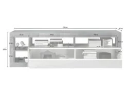 Ensemble Buffet Et Meuble TV - Blanc Laqué Et Béton - Séjour Contemporain SEFRO -Deco.fr Soldes Boutique buffet 479473