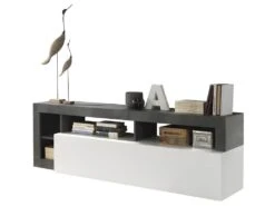 Ensemble Buffet Et Meuble TV - Blanc Laqué Et Béton - Séjour Contemporain SEFRO -Deco.fr Soldes Boutique buffet 479475