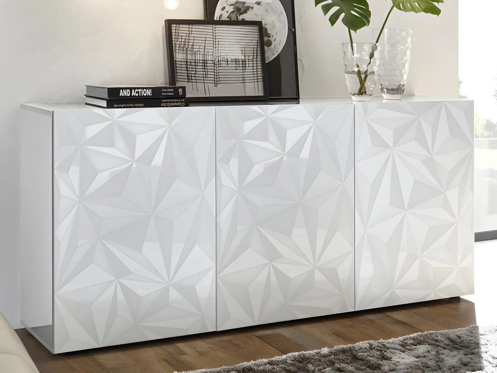 Ensemble Buffet Et Meuble TV - Blanc Laqué - Séjour Lumineux ERIS 5 Ensemble Buffet Et Meuble TV - Blanc Laqué - Séjour Lumineux ERIS – Image 5