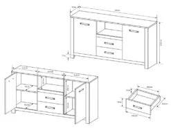 Buffet SABONI - 2 Portes, 2 Tiroirs Et 1 Niche - Noyer Et Anthracite -Deco.fr Soldes Boutique buffet 483317