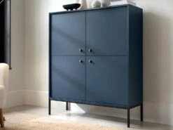 Buffet Haut - 4 Portes - Bleu - BOGDAN 8 Buffet Haut - 4 Portes - Bleu - BOGDAN -Deco.fr Soldes Boutique buffet 493761