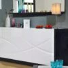 Buffet 3 Portes Avec LEDs - Blanc Et Anthracite Laqué - LUDMILA -Deco.fr Soldes Boutique buffet 6133843