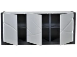 Buffet 3 Portes Avec LEDs - Blanc Et Anthracite Laqué - LUDMILA -Deco.fr Soldes Boutique buffet 6133849
