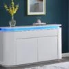 Buffet 4 Portes Et 2 Tiroirs Avec LEDs - MDF - Blanc Laqué - VANDANA -Deco.fr Soldes Boutique buffet 715515