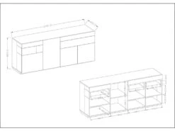 Buffet, Bahut, Enfilade KILES Trois Portes, Deux Tiroirs. Coloris Gris Anthracite Et Chêne. Style Design. -Deco.fr Soldes Boutique buffet 8932577