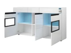 Buffet Partiellement Vitré Avec éclairage LED 160x92. Collection LUCIA. Coloris Blanc Brillant 6 Buffet Partiellement Vitré Avec éclairage LED 160x92. Collection LUCIA. Coloris Blanc Brillant -Deco.fr Soldes Boutique buffet 8932823