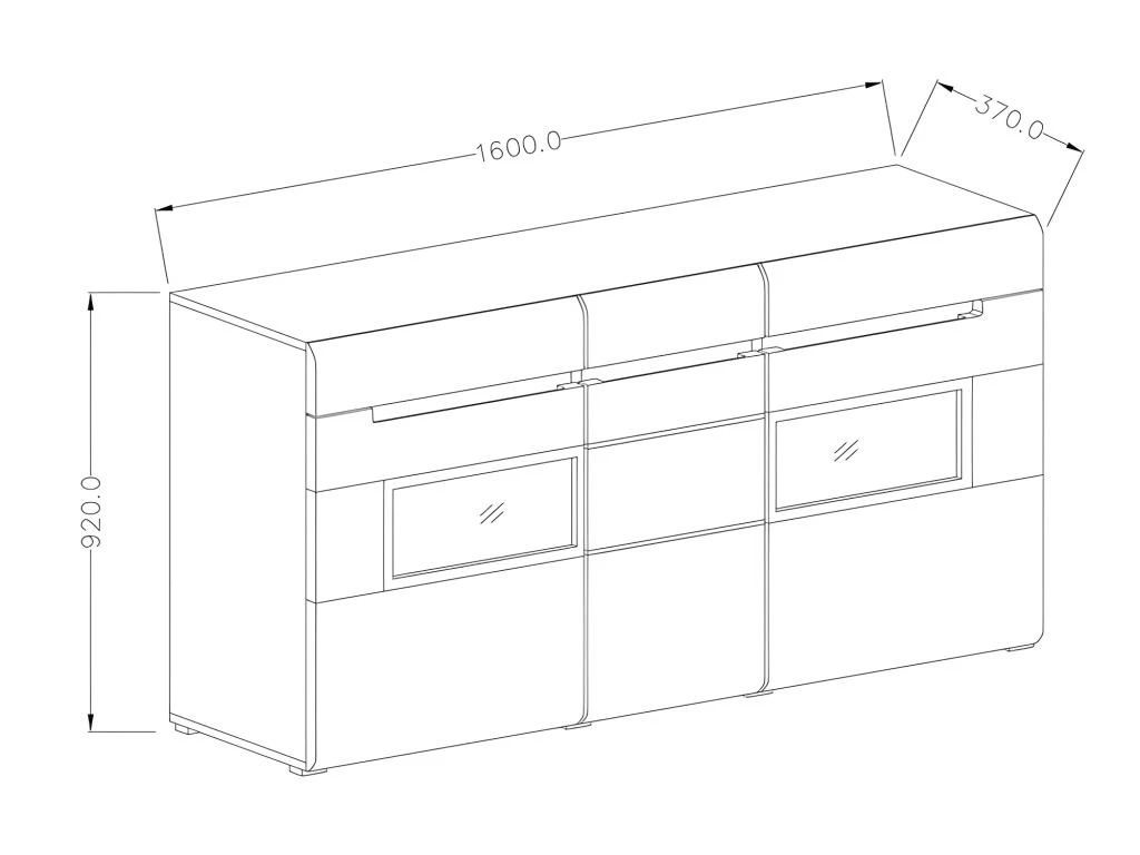 Buffet Partiellement Vitré Avec éclairage LED 160x92. Collection LUCIA. Coloris Blanc Brillant 4 Buffet Partiellement Vitré Avec éclairage LED 160x92. Collection LUCIA. Coloris Blanc Brillant – Image 4
