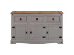 Buffet RAMON Commode Bahut Vaisselier En Pin Massif Gris Et Brun Avec 3 Tiroirs 3 Portes, Meuble De Rangement Style Mexicain En Bois 7 Buffet RAMON Commode Bahut Vaisselier En Pin Massif Gris Et Brun Avec 3 Tiroirs 3 Portes, Meuble De Rangement Style Mexicain En Bois -Deco.fr Soldes Boutique buffet 8932987