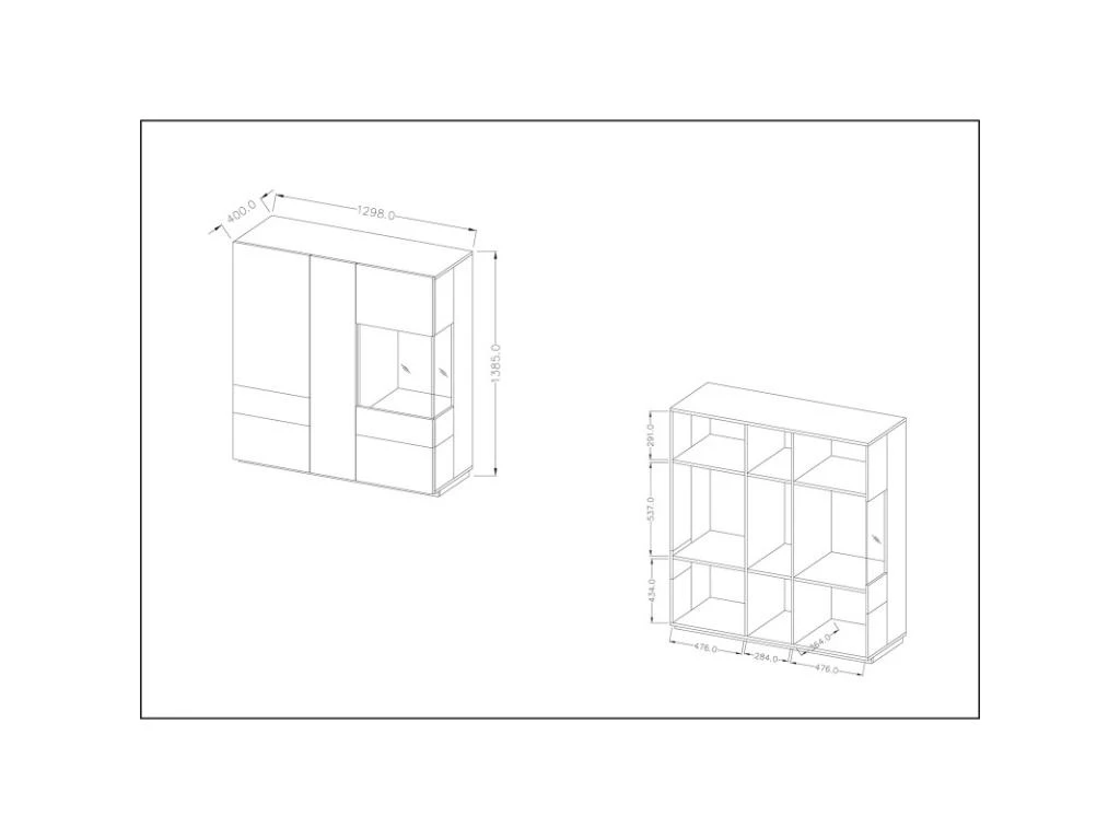 Buffet Haut KILES Trois Portes Avec LED. Coloris Blanc Et Gris. Style Design 4 Buffet Haut KILES Trois Portes Avec LED. Coloris Blanc Et Gris. Style Design – Image 4