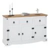 Buffet CAMPO Commode Bahut Vaisselier En Pin Massif Blanc Et Brun Avec 3 Tiroirs 3 Portes Meuble De Rangement Style Mexicain En Bois -Deco.fr Soldes Boutique buffet 8933173