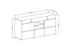 Buffet 160cm Collection OHIO. Coloris Blanc Et Chêne. LED Incluses 7 Buffet 160cm Collection OHIO. Coloris Blanc Et Chêne. LED Incluses -Deco.fr Soldes Boutique buffet 8933221