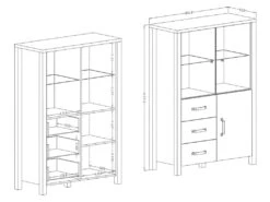 Buffet Haut Collection DARWIN. Couleur Chêne Clair Et Noir. 3 Portes Et 3 Tiroirs. -Deco.fr Soldes Boutique buffet 8934093