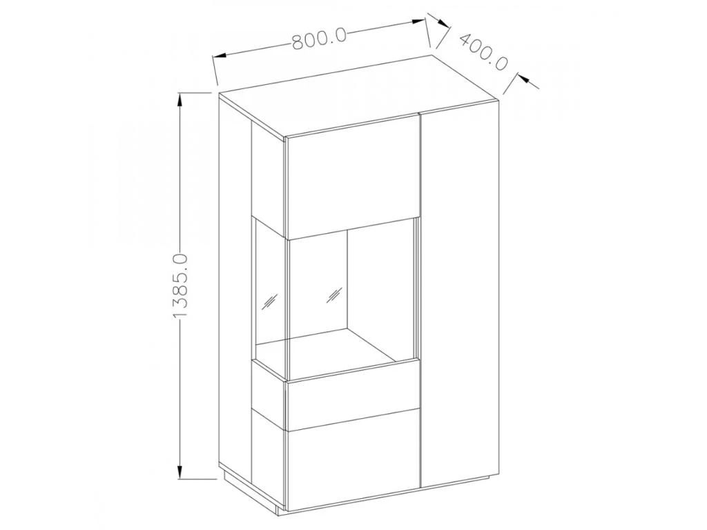 Buffet Haut Avec LED Collection KILES Deux Portes. Coloris Blanc Et Chêne. Porte Vitrée à Droite 3 Buffet Haut Avec LED Collection KILES Deux Portes. Coloris Blanc Et Chêne. Porte Vitrée à Droite – Image 3