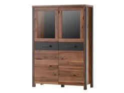 Buffet Haut Collection WINDSOR. Coloris Chêne Foncé Et Gris Anthracite.