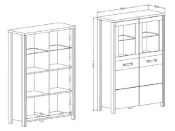 Buffet Haut Collection WINDSOR. Coloris Chêne Foncé Et Gris Anthracite. 7 Buffet Haut Collection WINDSOR. Coloris Chêne Foncé Et Gris Anthracite. -Deco.fr Soldes Boutique buffet 8935101