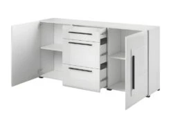 Buffet Design 180cm. Collection BREDA Deux Portes Et Trois Tiroirs. Coloris Blanc. 5 Buffet Design 180cm. Collection BREDA Deux Portes Et Trois Tiroirs. Coloris Blanc. -Deco.fr Soldes Boutique buffet 8940289