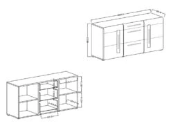 Buffet Design 180cm. Collection BREDA Deux Portes Et Trois Tiroirs. Coloris Blanc. 7 Buffet Design 180cm. Collection BREDA Deux Portes Et Trois Tiroirs. Coloris Blanc. -Deco.fr Soldes Boutique buffet 8940293