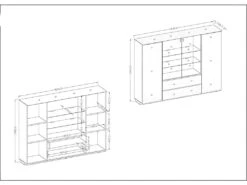 Buffet Haut TONGA Quatre Portes Et Deux Tiroirs. Couleur Wengé. LED Incluses. Style Design. -Deco.fr Soldes Boutique buffet 8940327