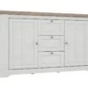 Buffet 160 Cm 2 Portes 3 Tiroirs Décor Chêne Clair Blanchi - ANGELE