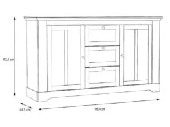 Buffet 160 Cm 2 Portes 3 Tiroirs Décor Chêne Clair Blanchi - ANGELE -Deco.fr Soldes Boutique buffet 8940509