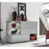 Buffet, Bahut, Enfilade KLIS Trois Portes Et Trois Niches. Coloris Gris Perle Et Chêne. Style Design. -Deco.fr Soldes Boutique buffet 8940671