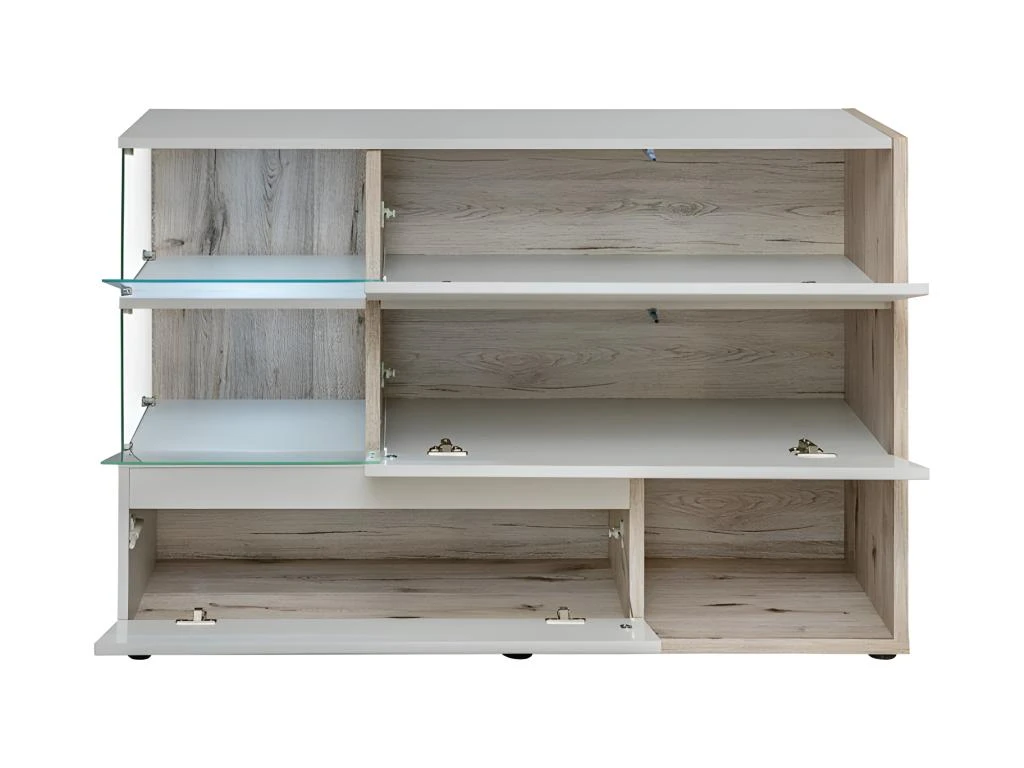 Buffet, Bahut, Enfilade KLIS Trois Portes Et Trois Niches. Coloris Gris Perle Et Chêne. Style Design. 3 Buffet, Bahut, Enfilade KLIS Trois Portes Et Trois Niches. Coloris Gris Perle Et Chêne. Style Design. – Image 3